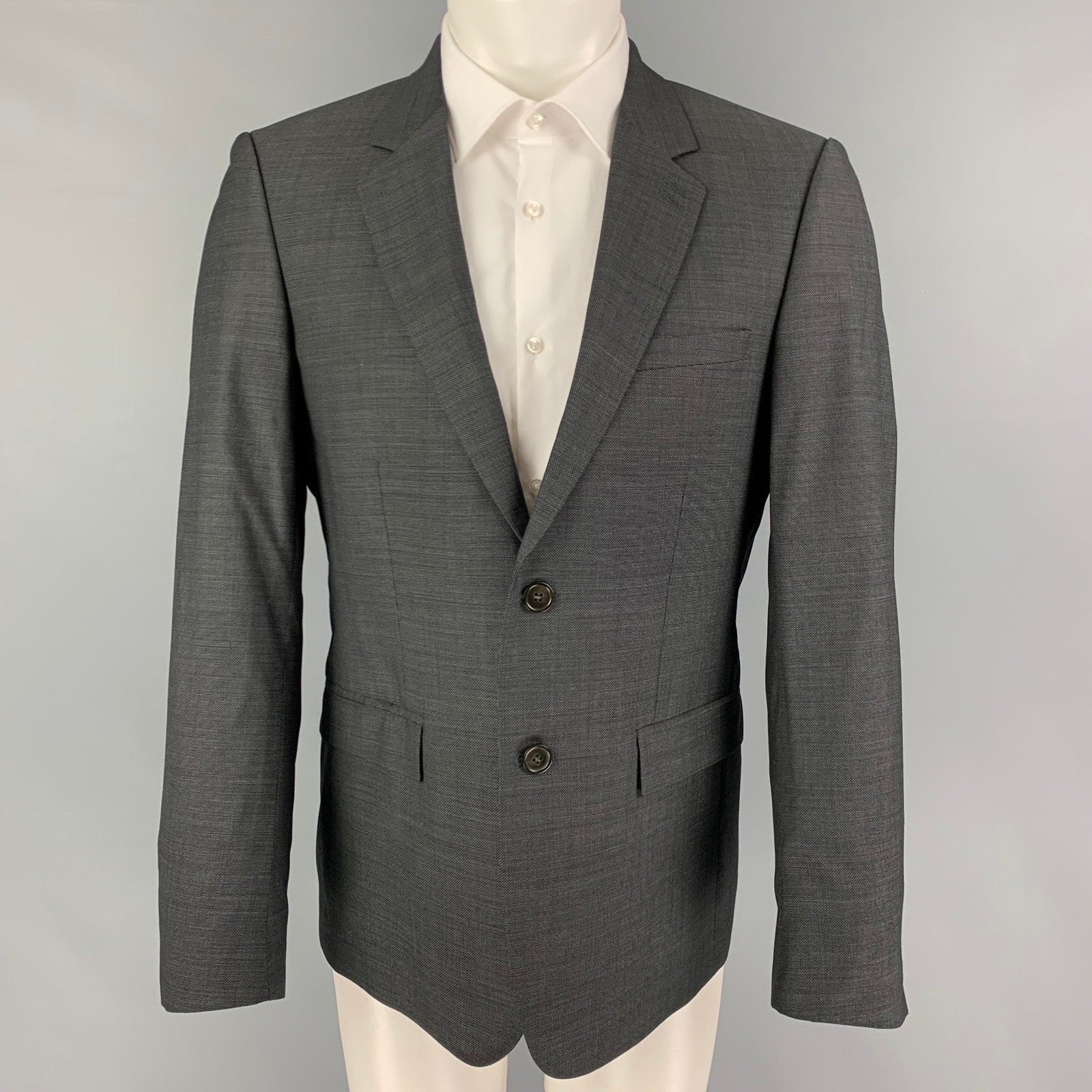 The Kooples Size 40 Charcoal Wool Notch Lapel Sport Coat